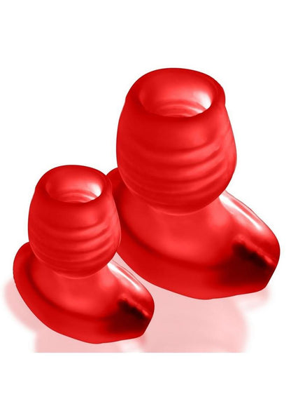 Glowhole 2 Hollow Buttplug with Led Insert - Large - Red Morph - Red - Large