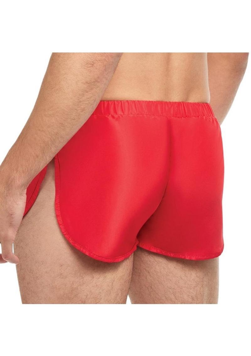 Goal Line Extreme Split Booty Shorts - Red - Large/XLarge