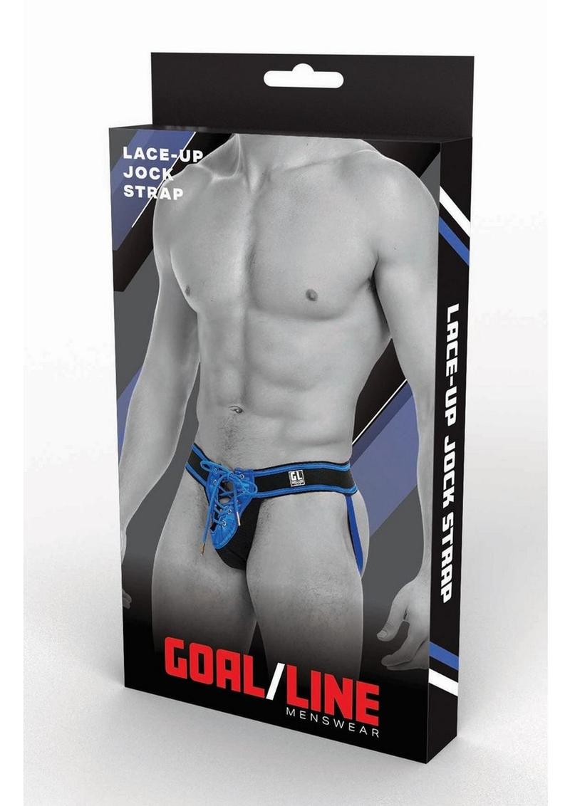 Goal Line Lace-Up Jockstrap - Blue - Large/XLarge