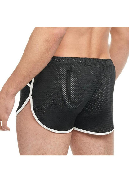 Goal Line Side Split Mesh Booty Shorts - Black - Medium/Small