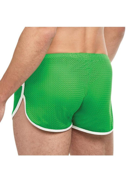 Goal Line Side Split Mesh Booty Shorts - Green - Medium/Small