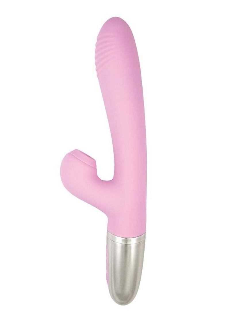 Goddess Tapping Thruster Rechargeable Silicone Vibrator with Clitoral Stimulator