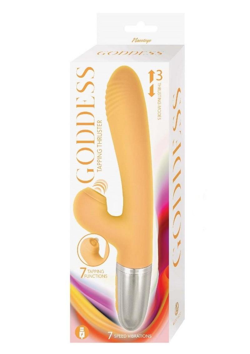 Goddess Tapping Thruster Rechargeable Silicone Vibrator with Clitoral Stimulator