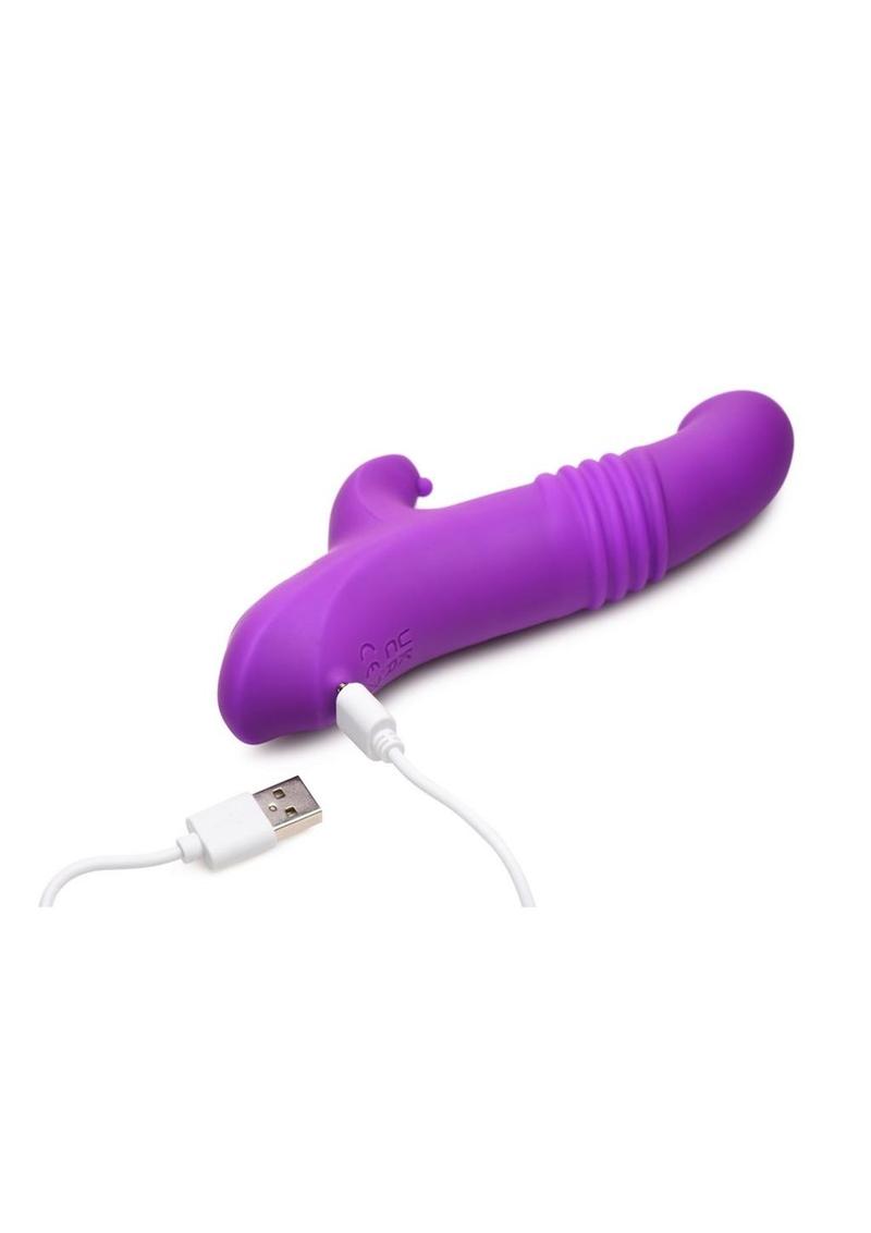 Gossip Blasters 10x Rechargeable Silicone Thrusting Rabbit Vibrator - Violet