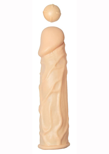 Great Extender 1st Silicone Vibrating Sleeve - Vanilla - 7.5in