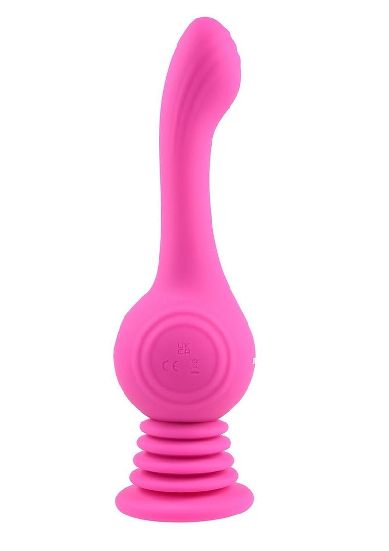 Gyro Vibe Rechargeable Silicone Vibrator with Suction Cup - Pink