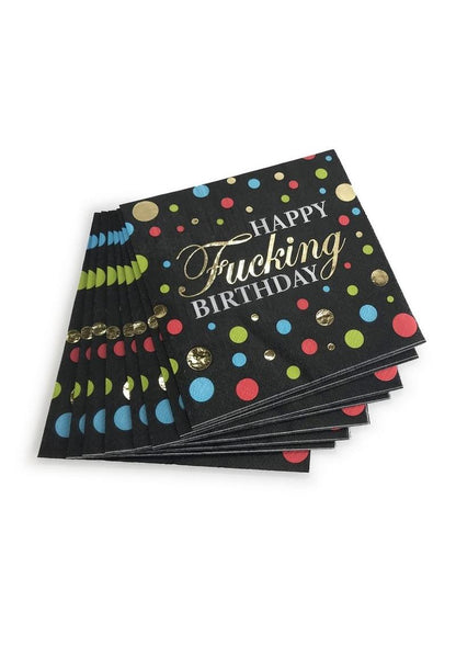 Happy F'n Birthday Napkins - Multicolor - 8 Per Pack