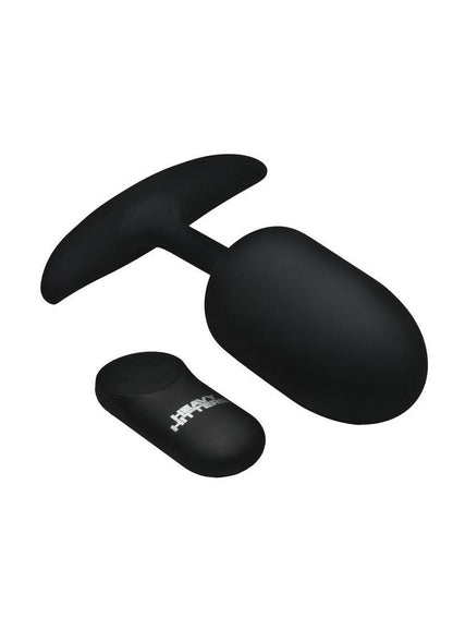 Heavy Hitters Vibrating Weighted Silicone Anal Plug - Black - XLarge