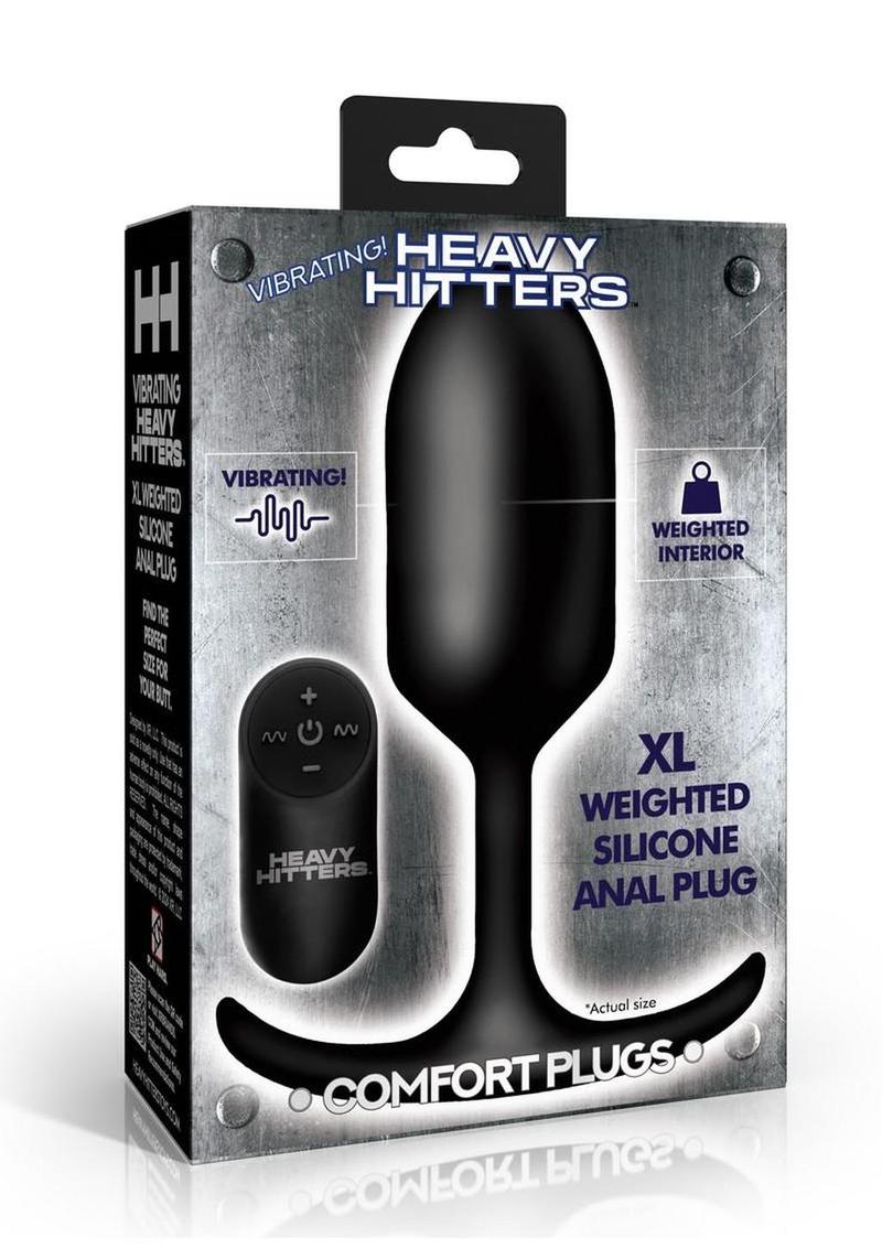 Heavy Hitters Vibrating Weighted Silicone Anal Plug - Black - XLarge