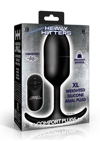 Heavy Hitters Vibrating Weighted Silicone Anal Plug - Black - XLarge