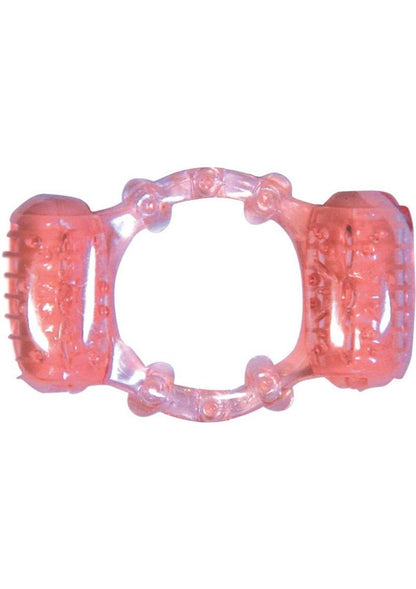 Humm Dinger Double Dinger Dual Vibrating Cock Ring - Magenta/Pink