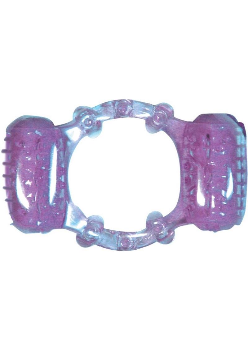 Humm Dinger Double Dinger Dual Vibrating Cockring - Purple