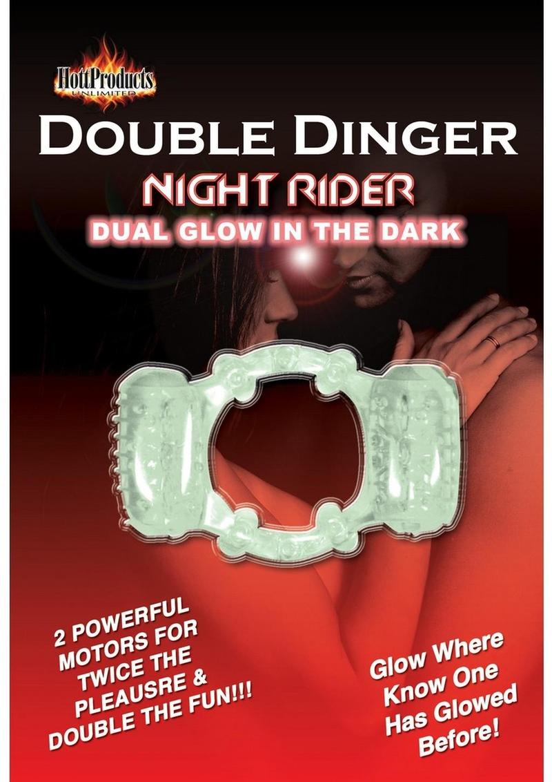 Humm Dinger Night Rider Double Dinger Vibrating Cock Ring - Glow In The Dark