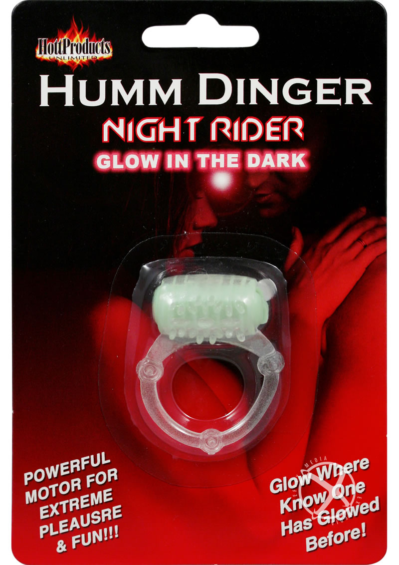 Humm Dinger Night Rider Vibrating Cockring - Glow In The Dark