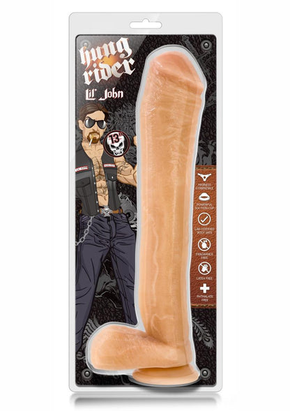 Hung Rider Lil John Dildo with Balls - Flesh/Vanilla - 13in