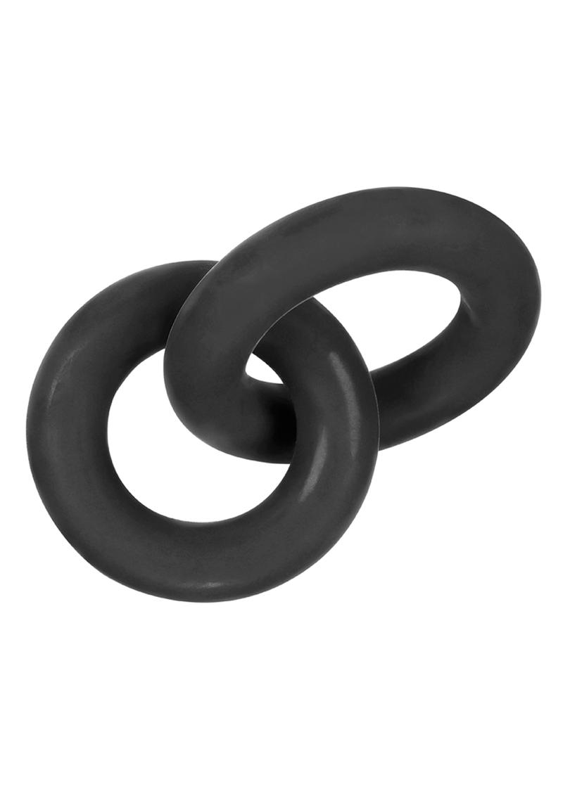 Hunkyjunk Duo Silicone Double Cock Ring - Black