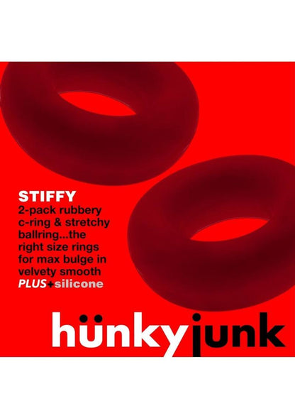 Hunkyjunk Stiffy Bulge Silicone Cock Rings - Cherry Ice/Red - 2 Pack