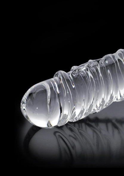 Icicles No. 63 Textured Glass Dildo with Balls - Clear - 8.5in