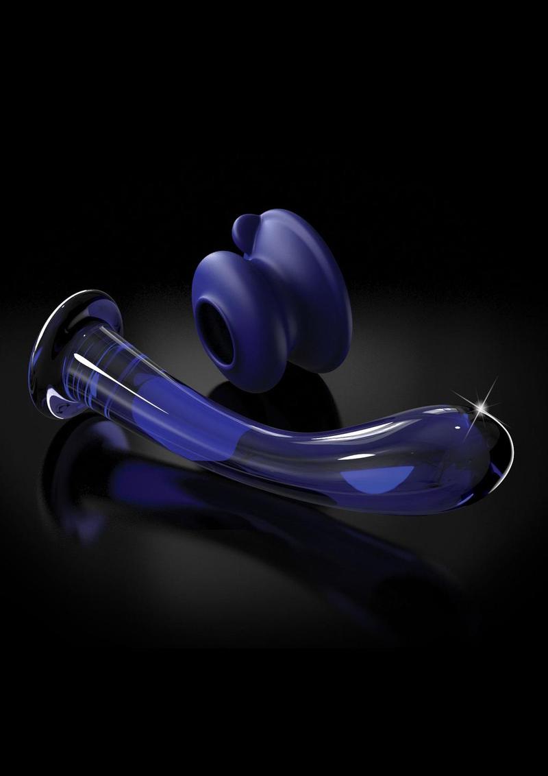 Icicles No. 89 Glass G-Spot Wand with Bendable Silicone Suction Cup - Blue