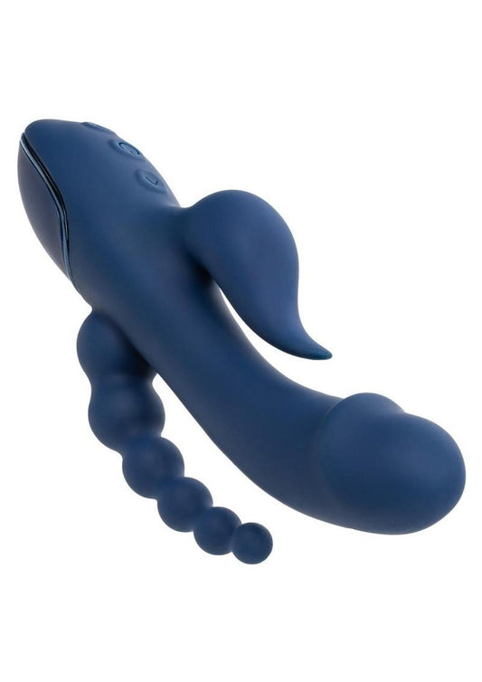 III Triple Orgasm Rechargeable Silicone Stimulating Vibrator - Blue/Navy Blue