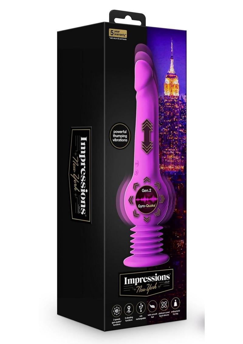 Impressions New York Rechargeable Silicone Gyro-Quake Dildo - Purple