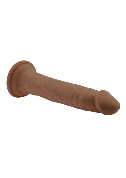 In Thrust We Trust Rechargeable Silicone Dildo with Remote - Chocolate