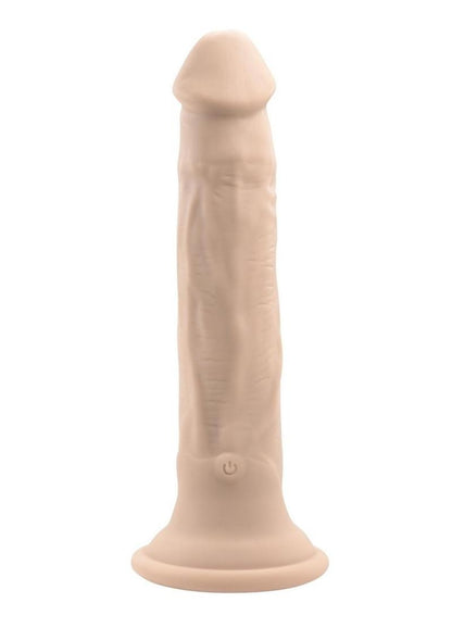 In Thrust We Trust Rechargeable Silicone Dildo with Remote - Vanilla