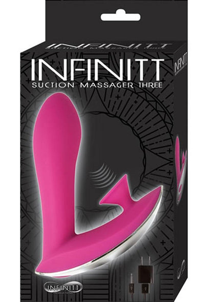 Infinitt Suction Massager Three Rechargeable Silicone Vibrator - Pink