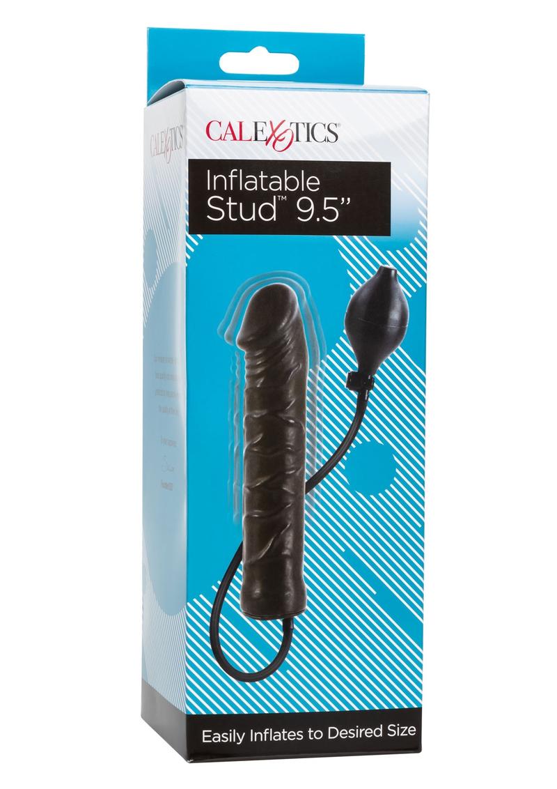 Inflatable Stud Dildo - Black - 9.5in