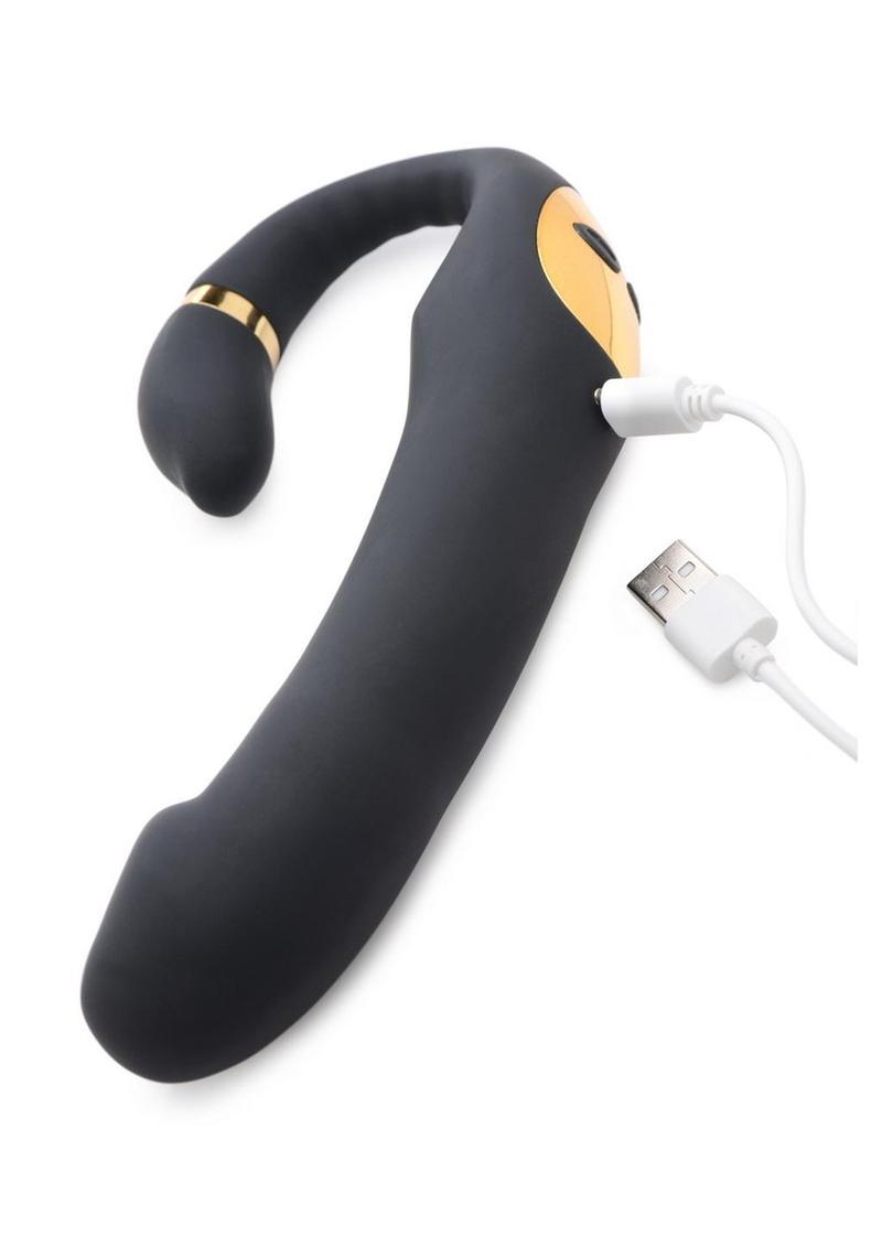 Inmi 10x Pleasure Pose Vibe with Clit Stimulator Silicone Rechargeable Vibrator - Black