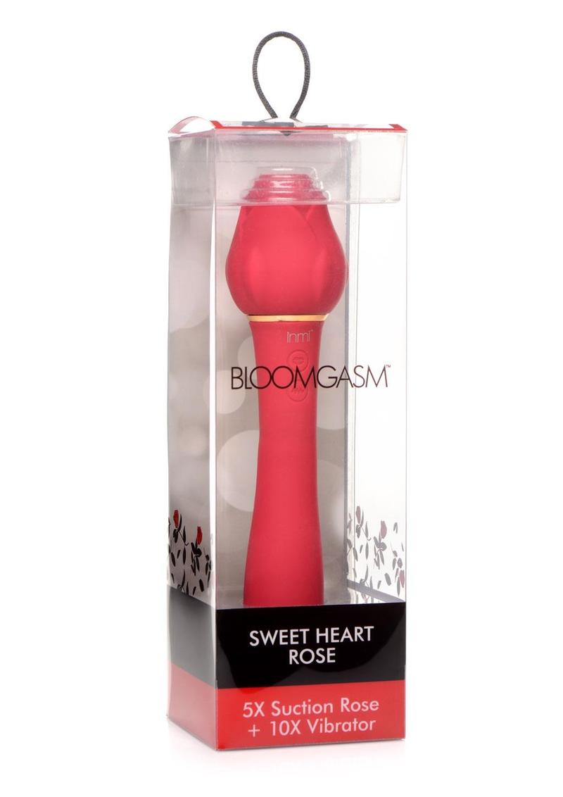 Inmi Bloomgasm Suction Rose Vibrator Rechargeable Clit Stimulator - Red