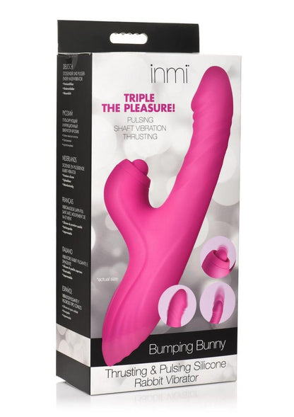 Inmi Bumping Bunny Thrusting Pulsing Rechargeable Silicone Rabbit Vibrator - Pink