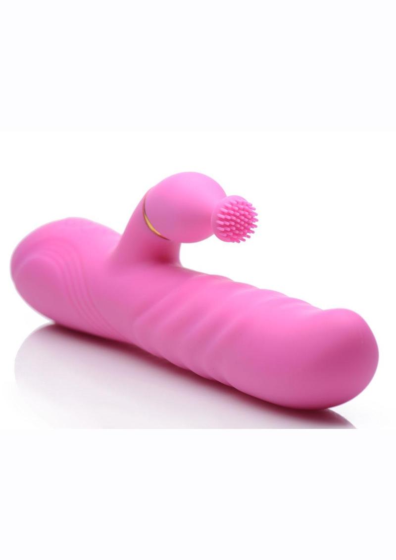 Inmi Versa-Thrust Rechargeable Silicone 10x Rabbit Vibrator with 3 Attachments - Pink