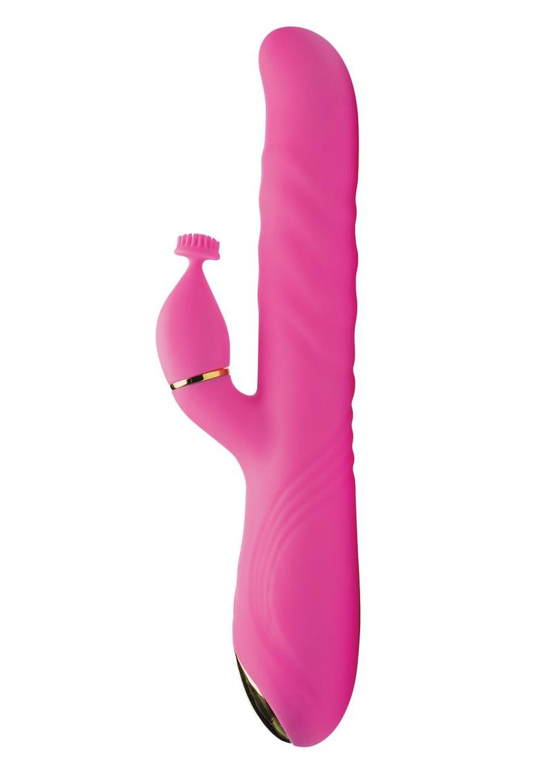 Inmi Versa-Thrust Rechargeable Silicone 10x Rabbit Vibrator with 3 Attachments