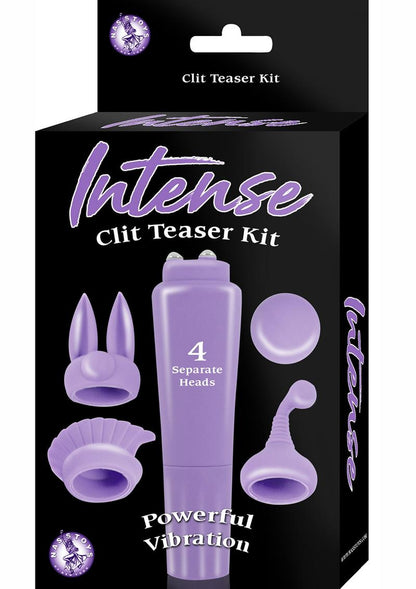 Intense Clit Teaser Kit Mini Vibrator with Silicone Attachments - Purple