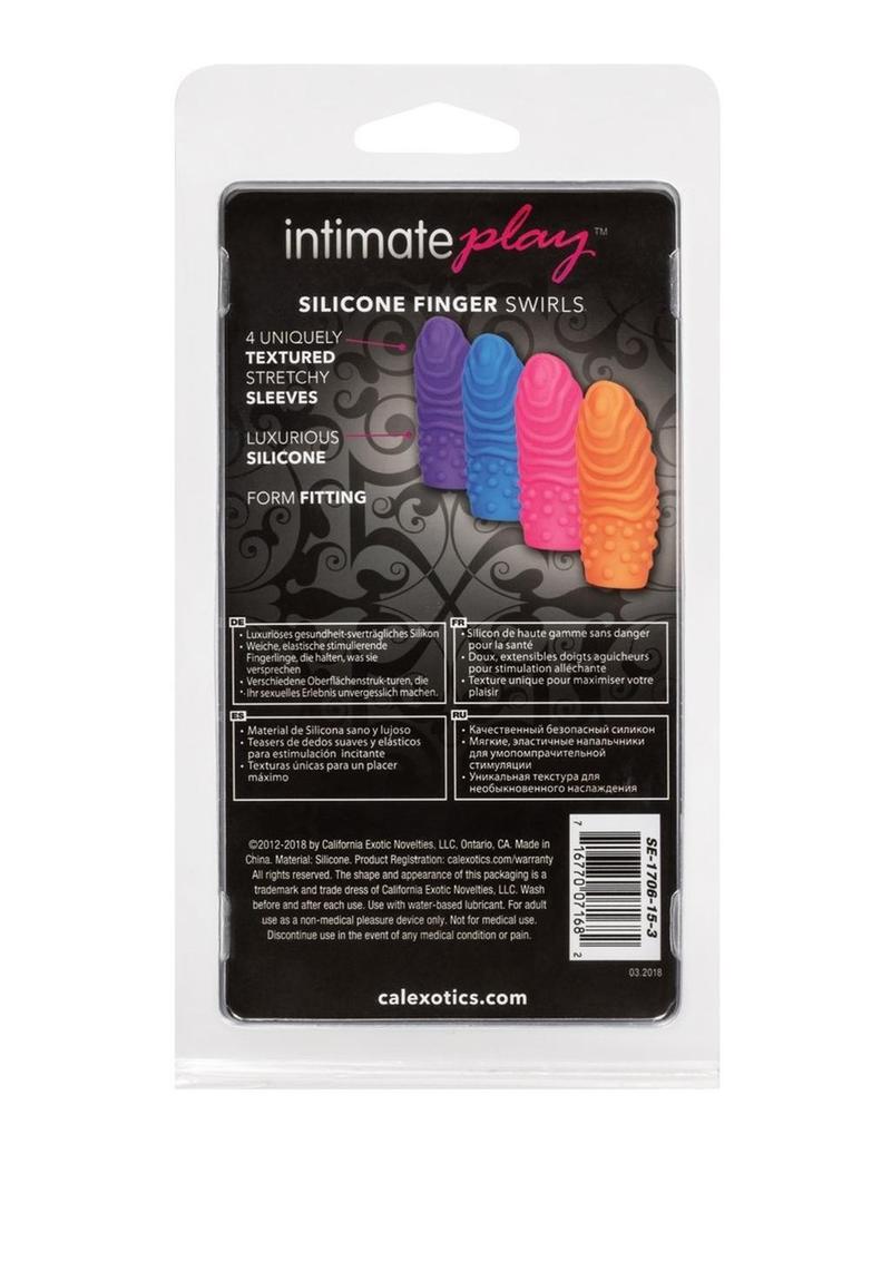 Intimate Play Silicone Finger Swirls Finger Massagers - Assorted Colors/Multicolor - 4 Pack