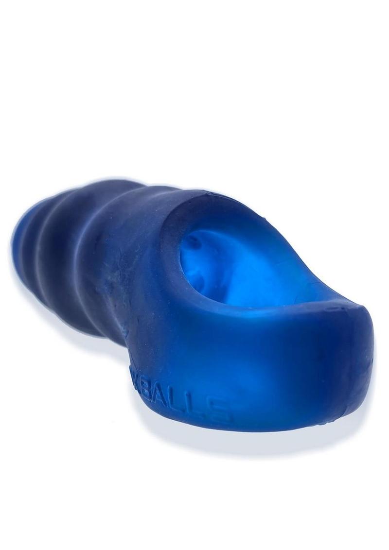 Invader Rippled Open-Ended Silicone Cocksheath Extender - Blue/Frost