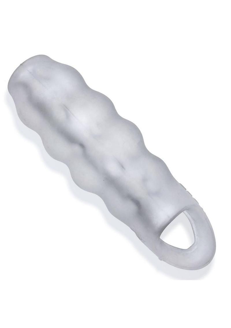 Invader Rippled Open-Ended Silicone Cocksheath Extender - Clear/Frost