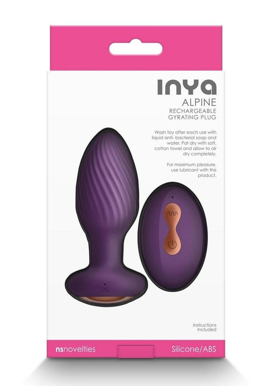 Inya Alpine Rechargeable Silicone Anal Plug with Remote Control - Purple