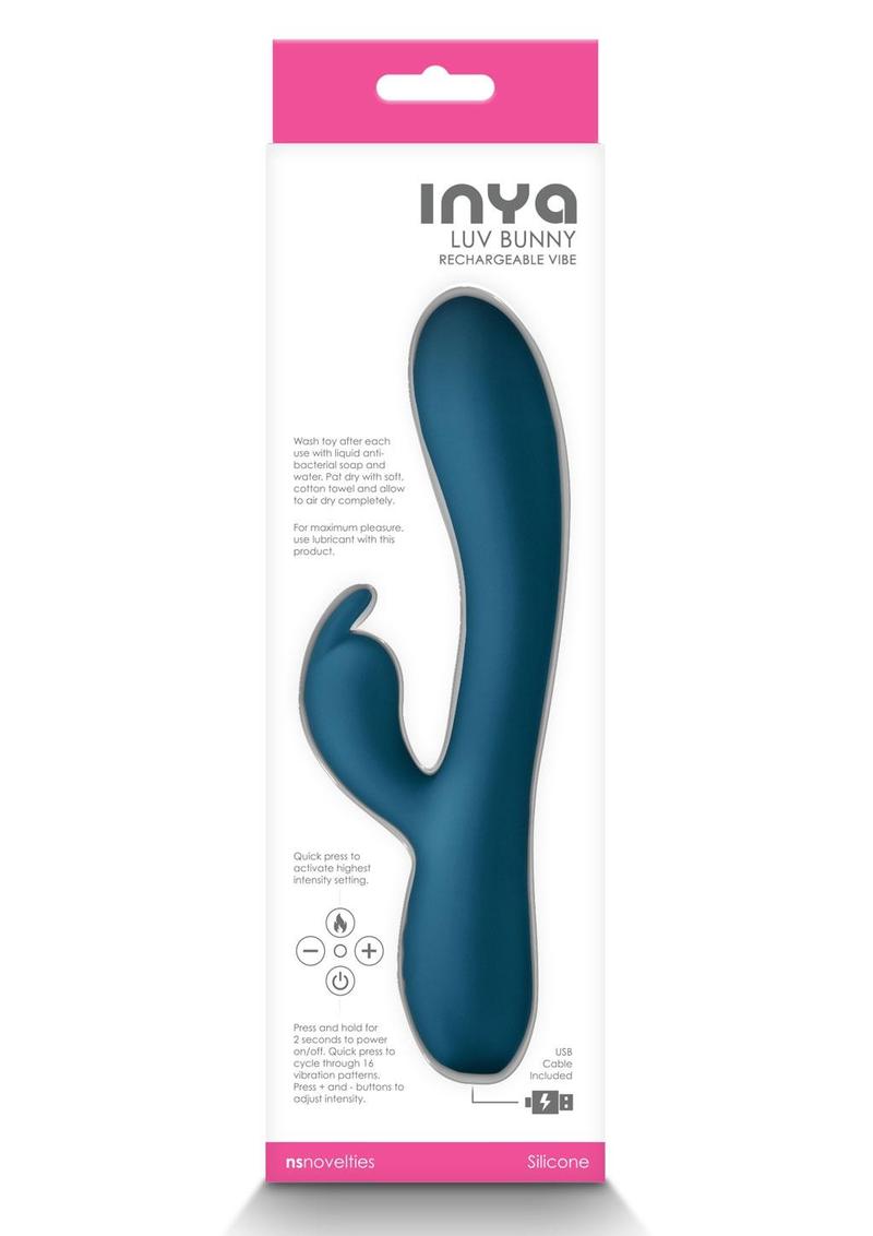 Inya Love Bunny Rechargeable Silicone Rabbit Vibrator - Teal