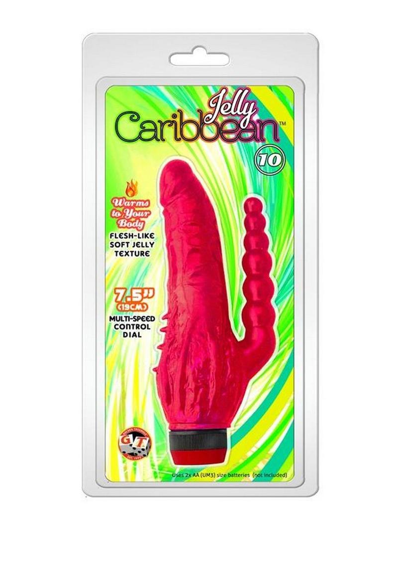 Jelly Caribbean Number 6 Vibrator - Red - 7.5in