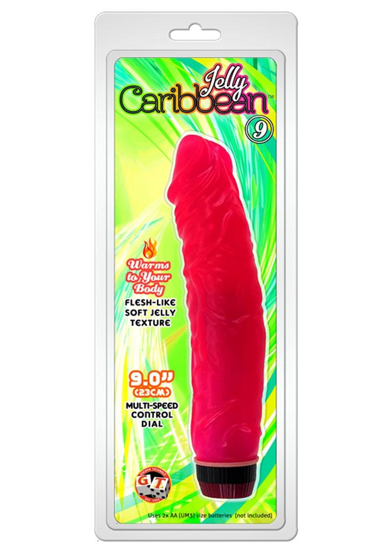 Jelly Caribbean Number 9 Vibrator - Red - 9in