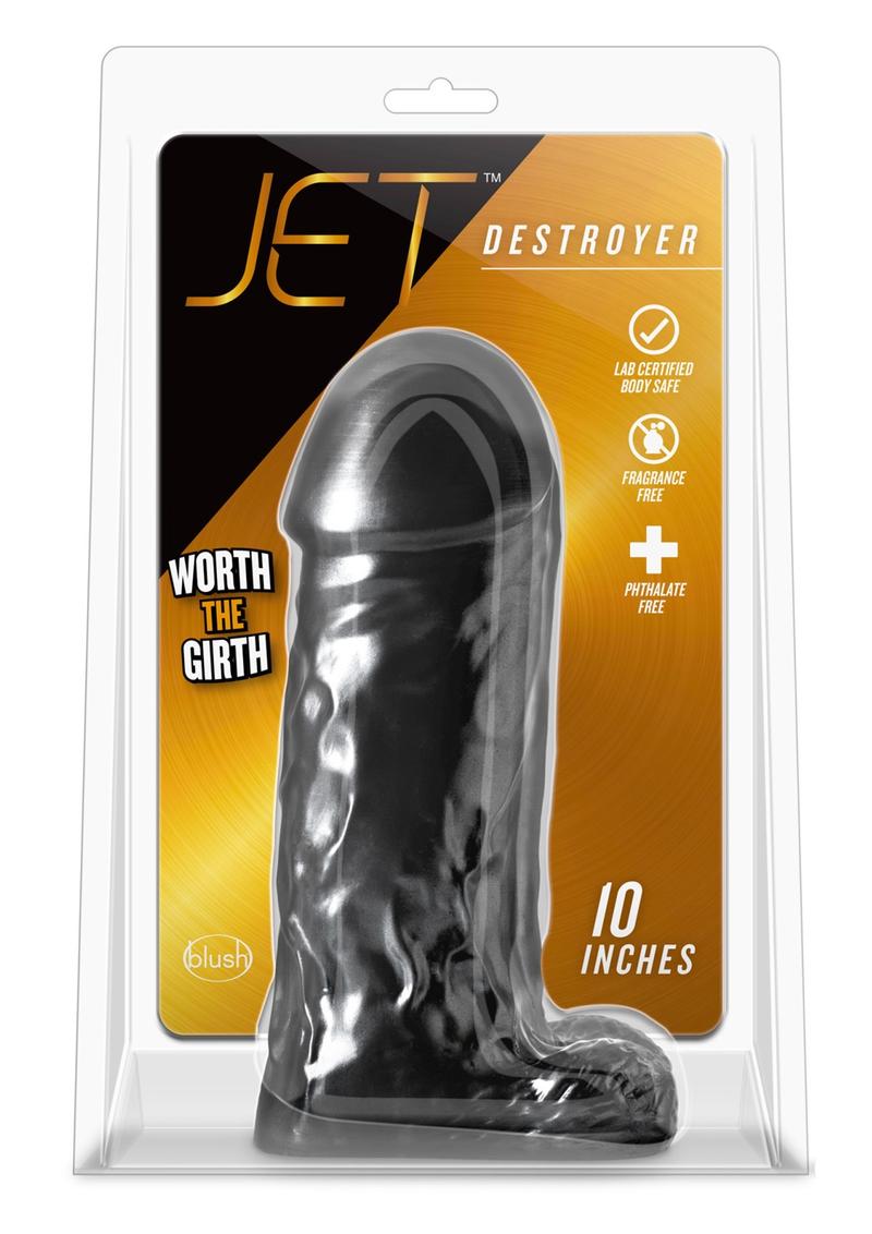 Jet Destroyer Dildo with Balls 10in - Carbon Metallic