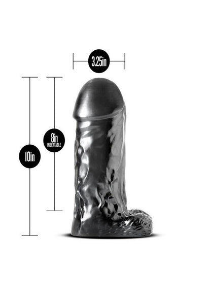 Jet Destroyer Dildo with Balls 10in - Carbon Metallic - Black