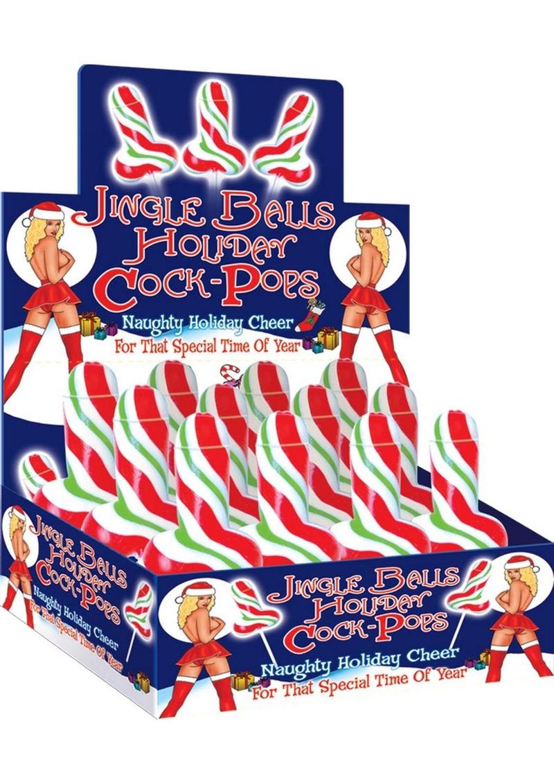 Jingle Balls Holiday Cock Lolliops - Multicolor - 12 Per Display