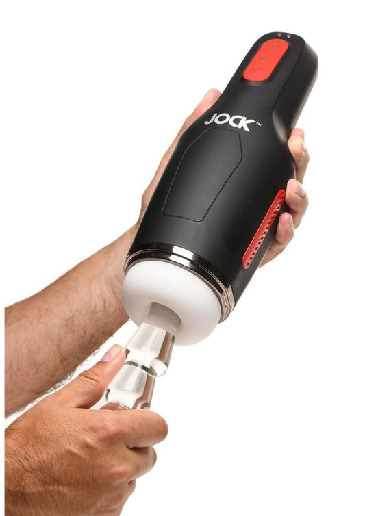 Jock 15x Sucking and Vibrating Rechargeable Masturbator - Black
