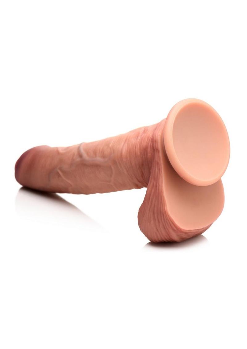 Jock Dual Density Uncut Dildo with Balls - Caramel - 9.8in