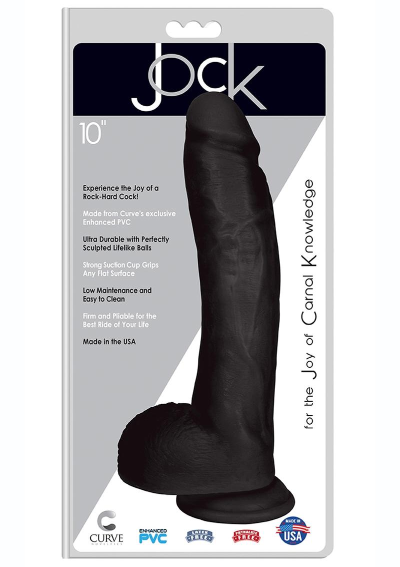 Jock Realistic Dildo with Balls - Black - 10in