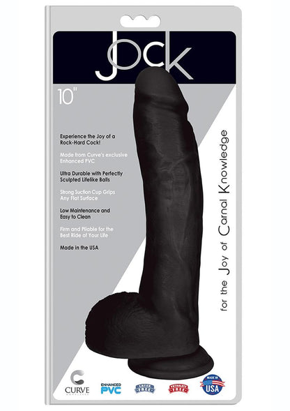 Jock Realistic Dildo with Balls - Black - 10in