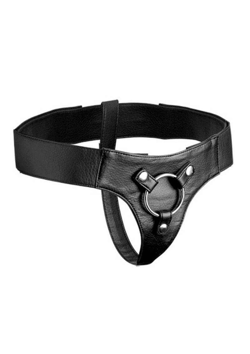 Jock Ryder Adjustable Wide Band Strap-On Harness - Black